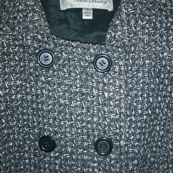 Anthropologie Beth Bowley L Tweed Double Breasted Overcoat in Black White - Picture 7 of 9